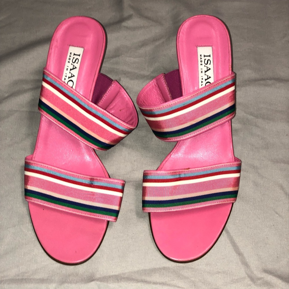 Multi colored wide strapped sandal
